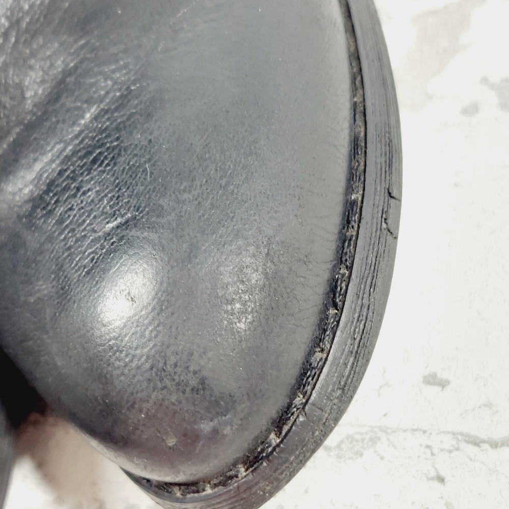 Guess Black Leather Almond Toe Block Heel Ankle Moto Boots O 553 - Picture 12 of 14